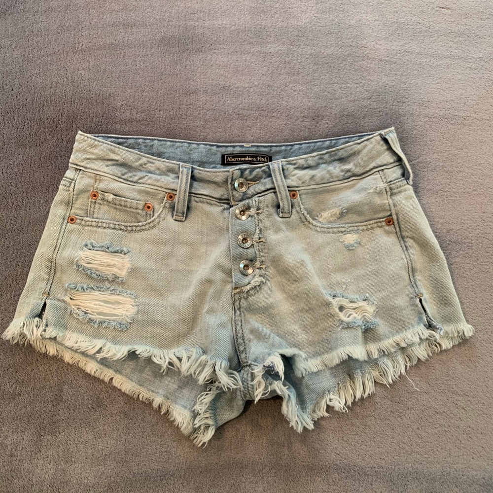 abercrombie and fitch mid rise jean shorts